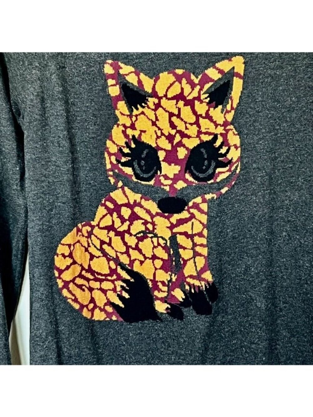 Gray Novelty Cat Graphic Sweater Sz S Cotton Whimsical Kawaii Lightweight Y2K - Picture 3 of 10